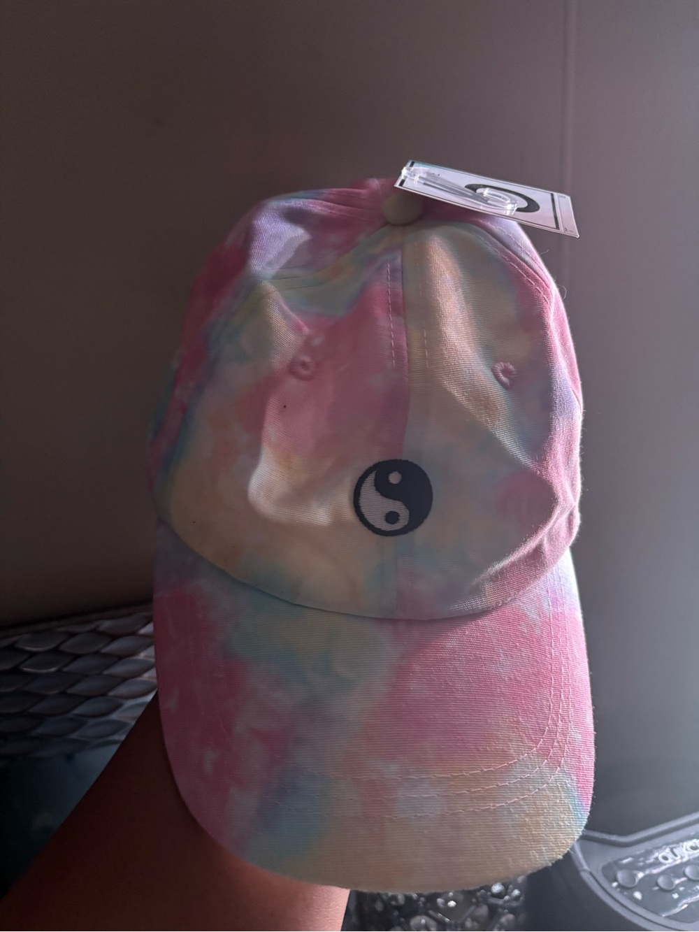 Tie-Dye Yin Yang hat - Pastel Pink Blue